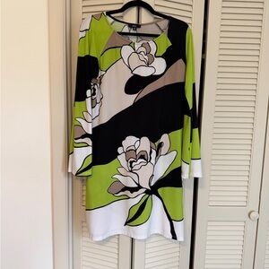 MSK Lime, Black & White Floral Shift Dress